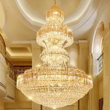 Duplex staircase light LED living room crystal chandeliers villa hotel hall staircase lamp long chandelier Fixture