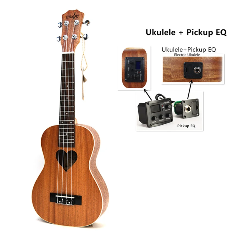 Electric ukuelele SevenAngel 21' Гавайская гитара Ukulele soprano четыре струны Гавайи мини гитара Ukelele акустическая гитара с узором сердца гитара ra Chitarra - Цвет: Electric ukuelele