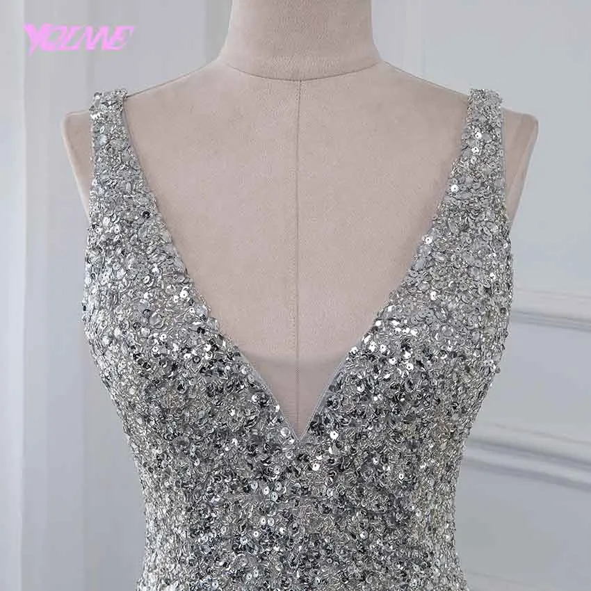 Kaufen YQLNNE Neue 2019 Luxus Abendkleid Pageant Kleider V ausschnitt Perlen Quaste Mode Abendkleid Wettbewerb Kleid Backless