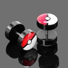 Новые серьги Pokemon, модные ювелирные изделия, унисекс, серьги-гвоздики, женские и мужские, хирургическая сталь, поддельные пробки для пирсинга, 10 мм