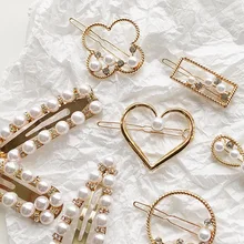 Заколки для волос для девочек, металлическая геометрическая форма, шпильки с жемчугом, заколки для волос, женские Украшения для девочек, аксессуары для волос, головные уборы