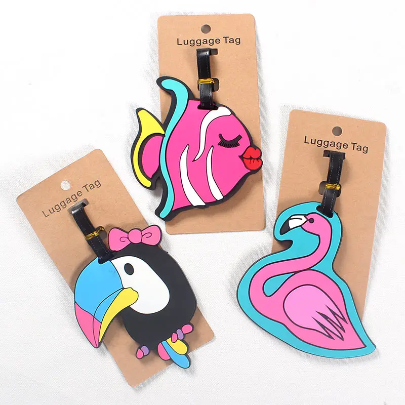 Travel Accessories Cartoon Flamingo Luggage Tags Silica Gel Name