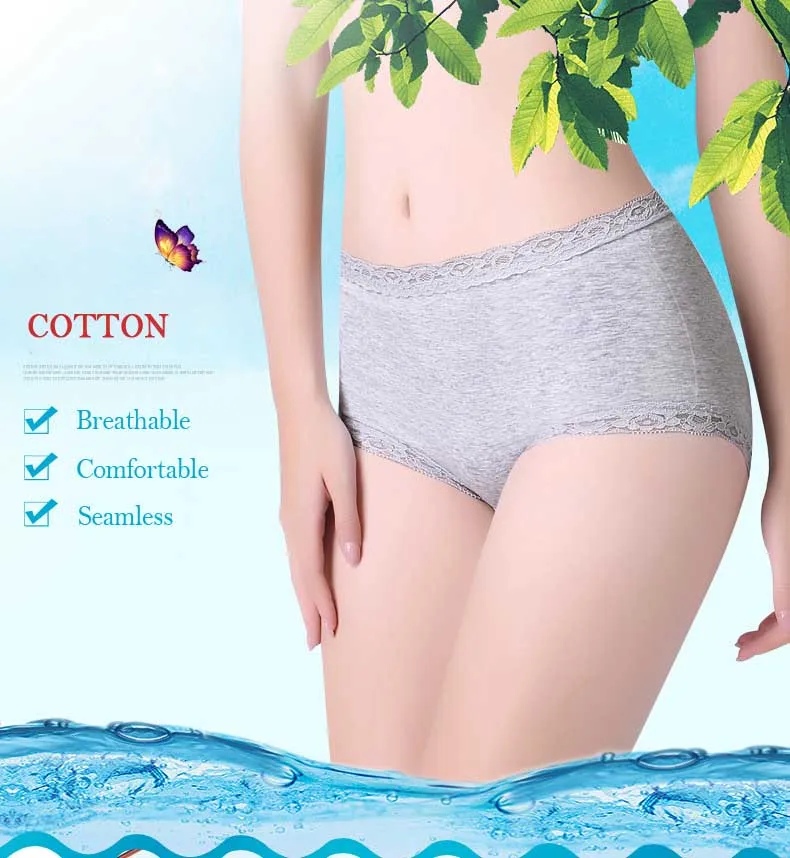 4pcs Plus Size XXL Women Confort Cotton Underwear Seamless Sexy Lace Panties Briefs for Women Underpants Lingerie Knickers 01