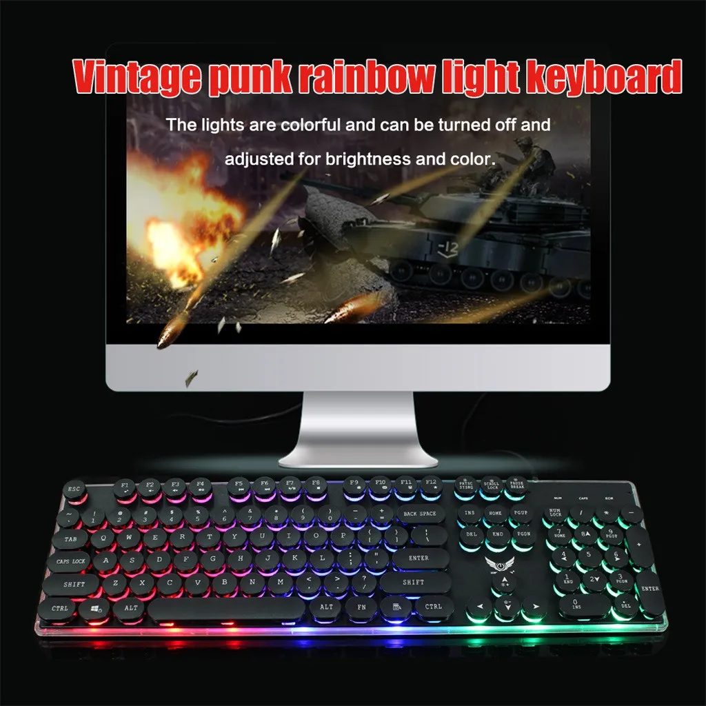 

Backlit USB Wired Gaming Keyboard Mouse Set 104 Keycaps English Teclado Keyboard for Computer PC Desktop Laptop Game Keyboards L