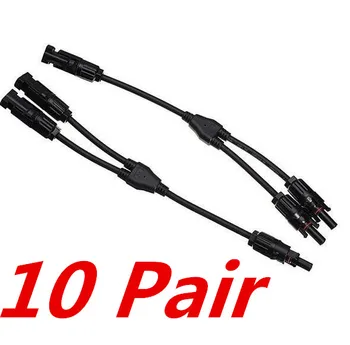 

10 pairs MC4 2 to 1 Y Branch Solar Connector with 4mm2 Cable, IP67 DC 1000V Solar Cable Connector