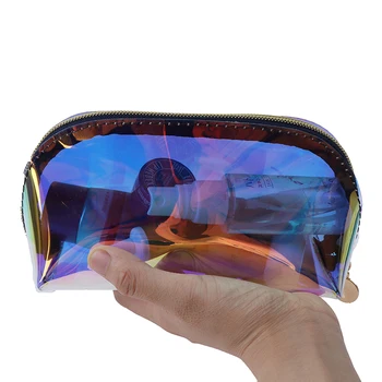 

Women Toiletry Kit Wash Bag Fashion Laser Transparent Cosmetic Bag Travel Make Up Necessaries Organizer Zipper Makeup Case Pouch