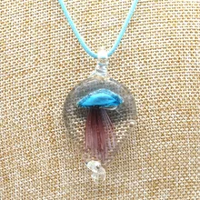 Хорошо ручной работы муранского стекла лэмпворк светящиеся часы Подвеска Медуза подходит для женщин ожерелье шнур