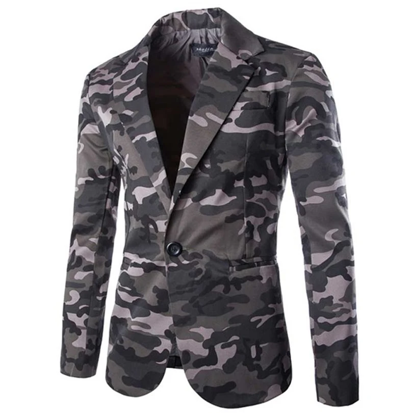 Мужские камуфляжные Блейзер сезон весна осень Slim Fit костюмы для мужчин