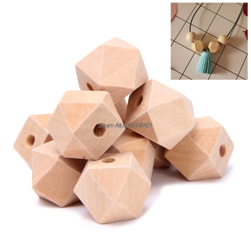 

Free shipping 10pcs Wooden Geometric Natural Unfinished Beads For Jewelry Necklace Making 10mm -W128