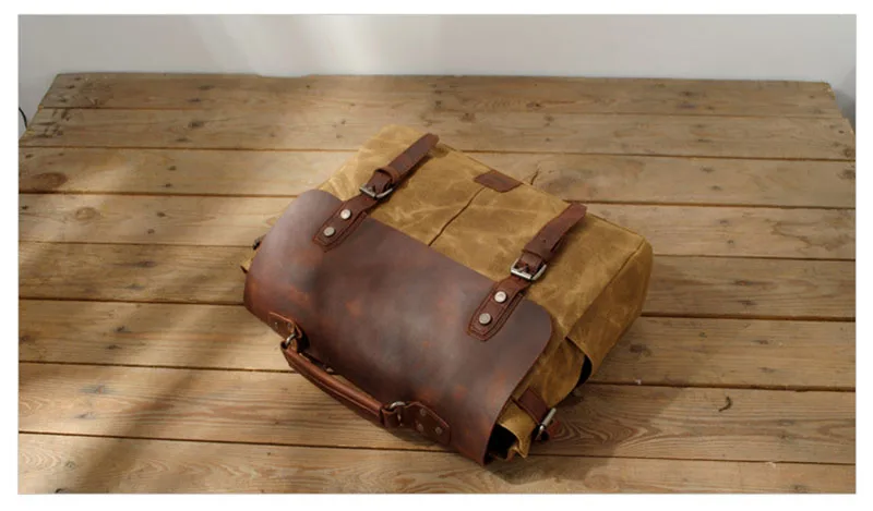 FRONT DISPLAY of Woosir Waxed Canvas Camera Bag