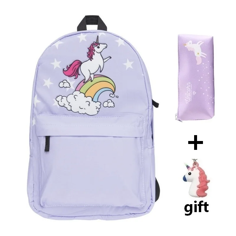 Школьные сумки с изображением единорога для девочек, рюкзак с принтом животных, Школьный Рюкзак Для Путешествий Ba Mochila, школьные рюкзаки для девочек, набор рюкзаков - Цвет: Set 13