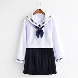 White School girl Uniform Japanese Class Navy Sailor School Uniforms Students Clothes For Girls Anime COS Sailor Navy Suit