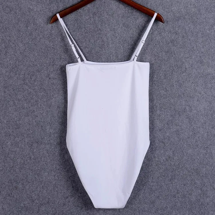 Women Cotton Spandex Spaghetti Strap Basic Tube Bodysuit Adjustable Cami Straps Bodysuit sexy bodysuit