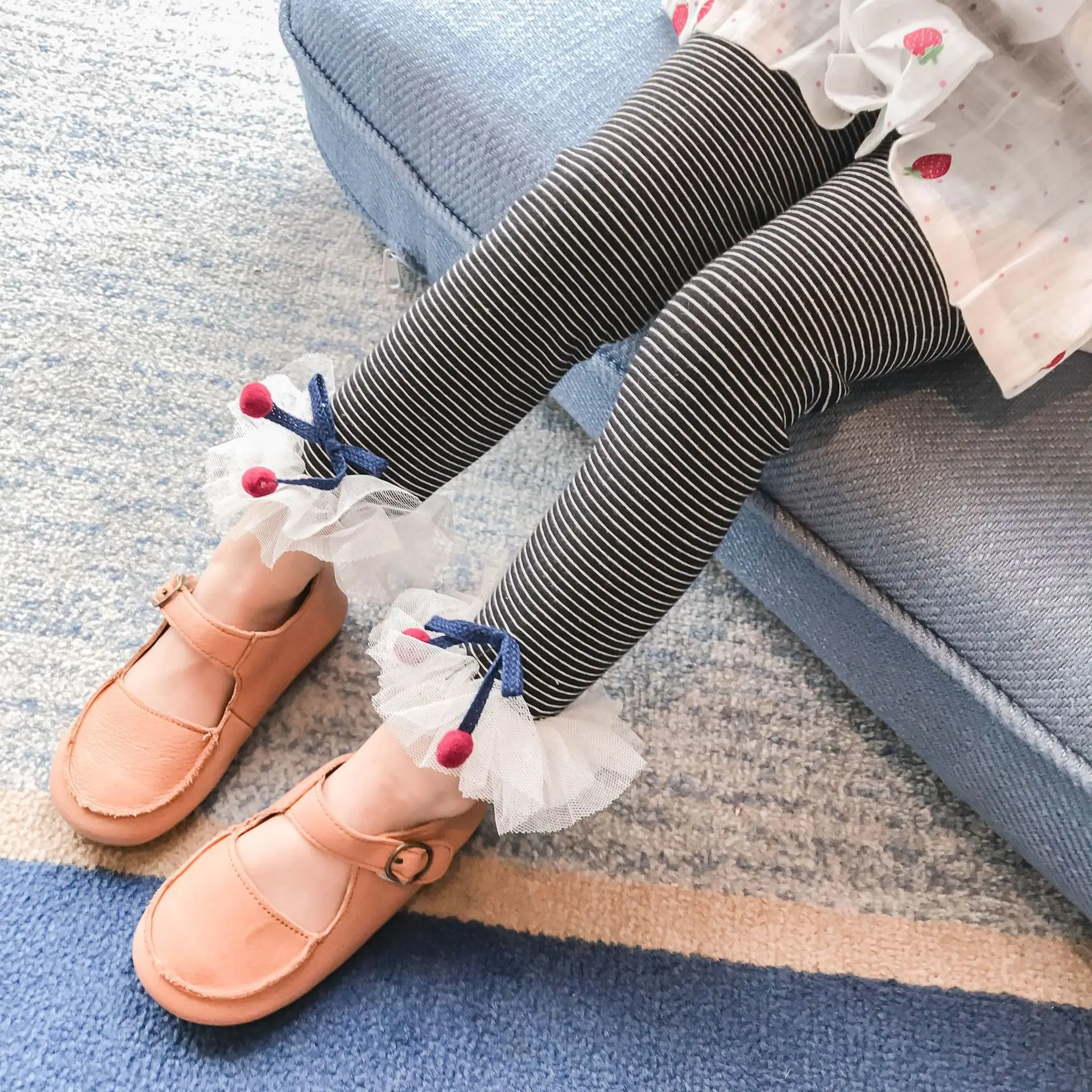 2018 осень девушки дети сетки в полоску Bottomwear носить с ног бантиком|Брюки| |