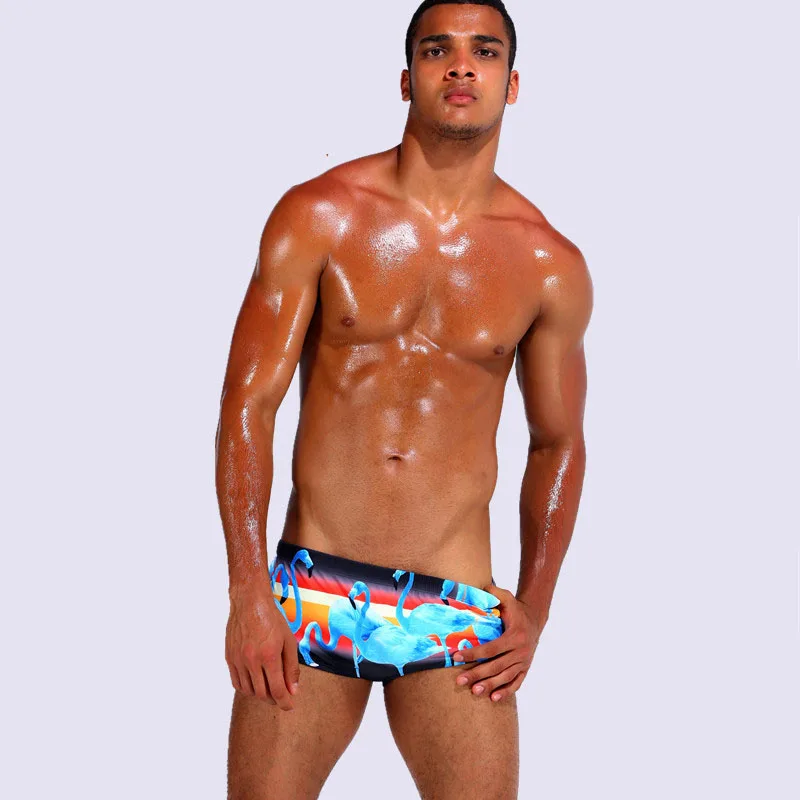 

2018 new swimsuit for man Flamingo Pattern printing beach swim briefs summer bathing trunks
