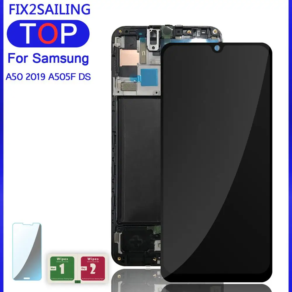 6,4 ''ЖК-дисплей для samsung galaxy A50 A505F/DS A505F A505FD A505A ЖК-дисплей сенсорный экран дигитайзер Рамка для samsung A50 lcd