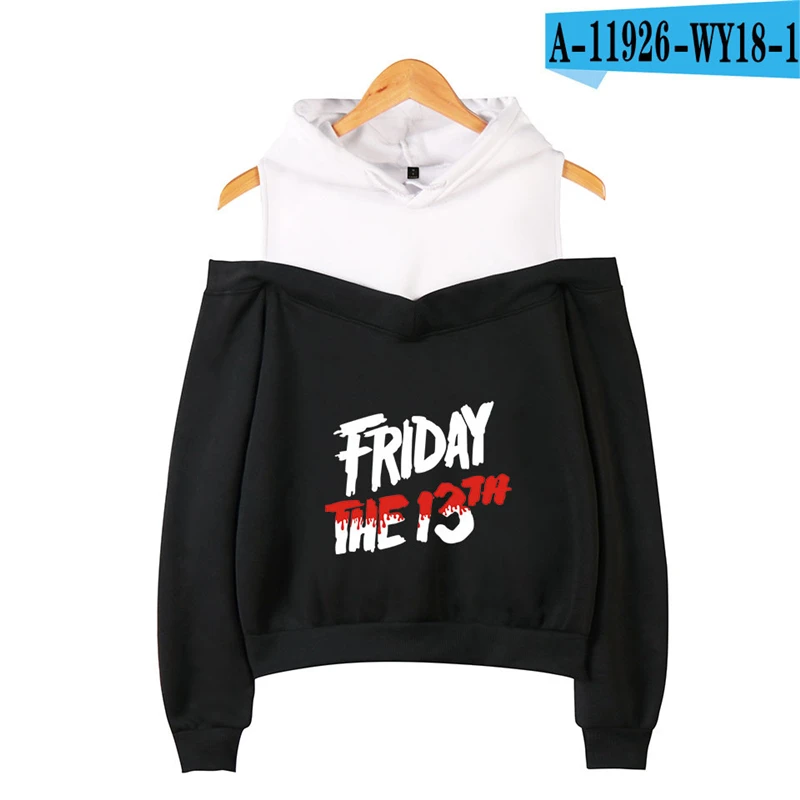 Friday The 13Th Off Shoulder Hoodie The Game Horror Mask Killer Puzzle Hooded Jacket Pink Women Hoodies Causal 3D Clothing