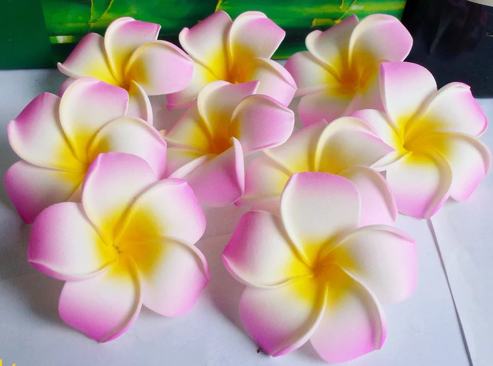 100 X розовый цветок плюмерии Гавайское мыло ФРАНЖИПАНИ цветок для невесты Свадебная вечеринка Декор 6 см(2-1/") без зажима