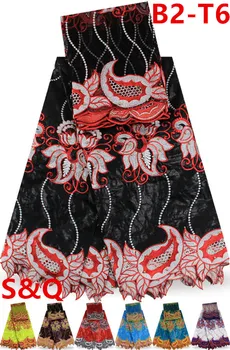 

2017popular 5yards african bazin riche getzner fabric+2meter net lace scarf with embroidered lace for wedding party dress B2-T6