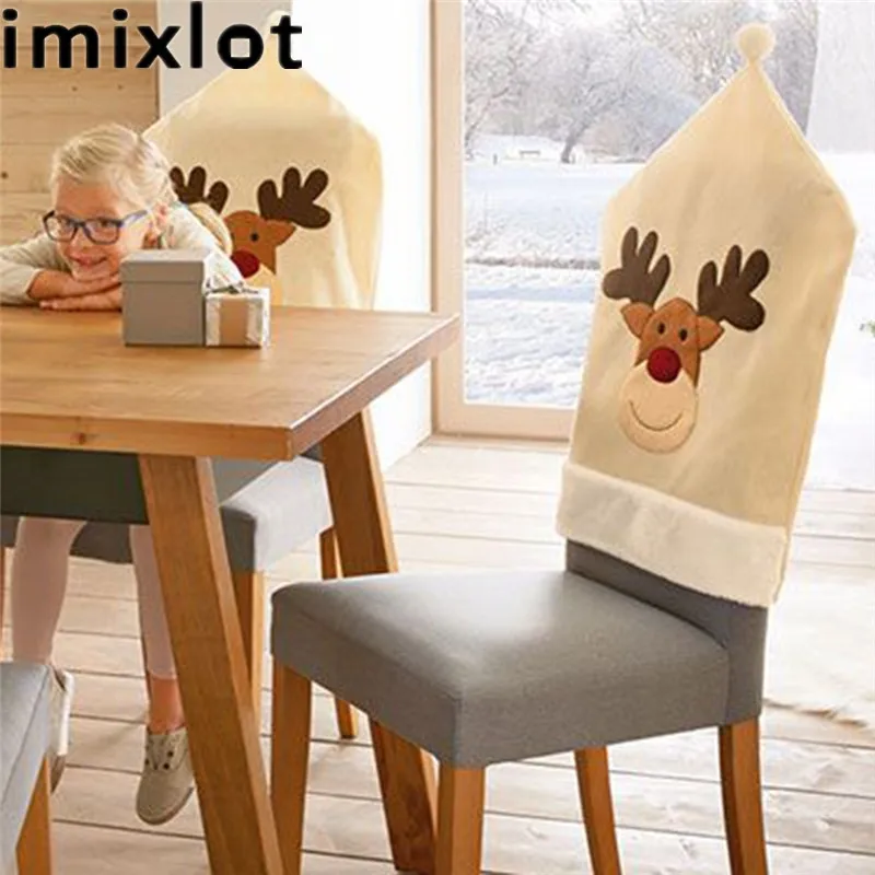 Imixlot 50x60cm Cute Elk Chair Back Covers Christmas Party Dinner Table Decoration Funny Kids