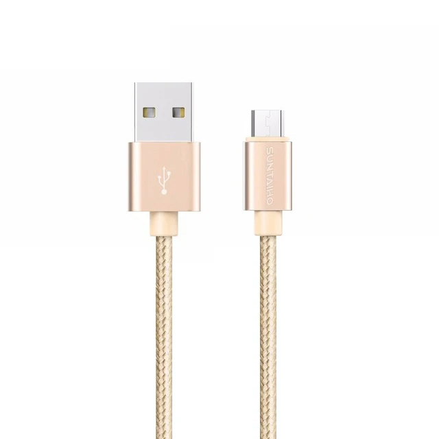 Suntaiho Micro USB кабель 2.4A для Xiaomi Redmi Быстрая зарядное USB Зарядное устройство нейлон плетеный кабель для передачи данных для samsung huawei Meizu honor - Цвет: Gold