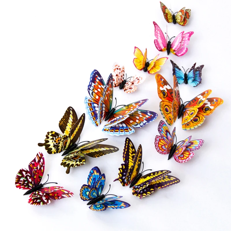 Purple 12pcs Glow In The Dark Butterfly Decals 3d Luminous