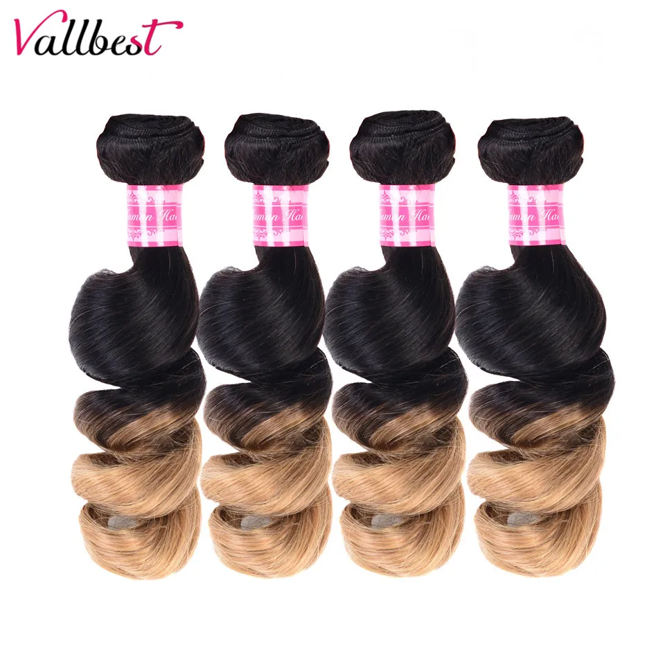 Vallbest Ombre 1B/27 Loose Wave Bundles With Closure Remy Brazilian Hair Weave Bundles Human Hair 3 Bundles With Lace Closure Vallbest Ombre 1B/27 Loose Wave Bundles With Closure Remy Brazilian Hair Weave Bundles Human Hair 3 Bundles With Lace Closure