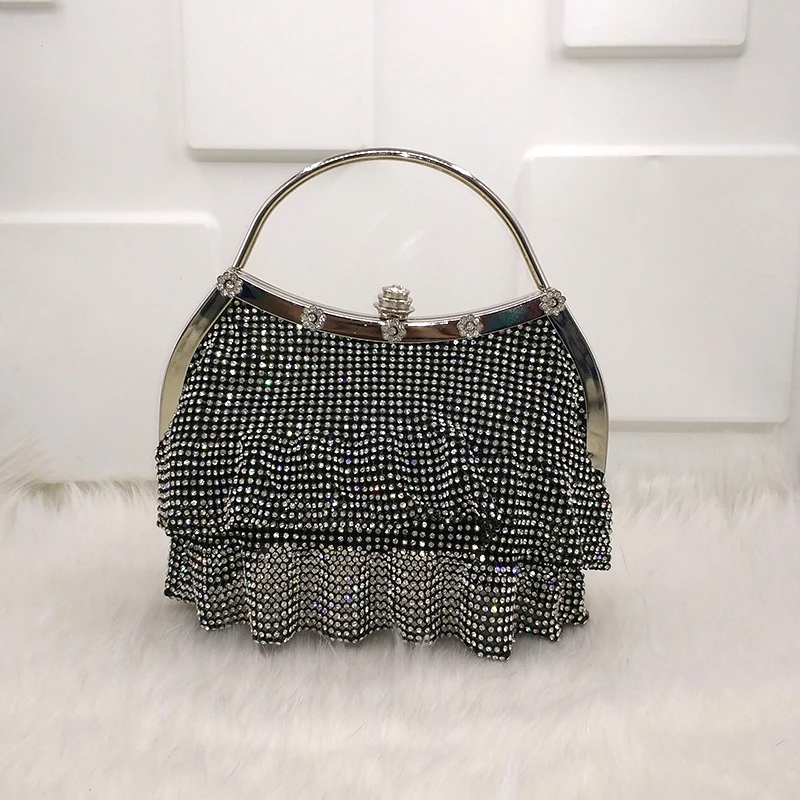 Buy Newest Crystal luxury rhinestone soft shoulder bag purses elegant ladies