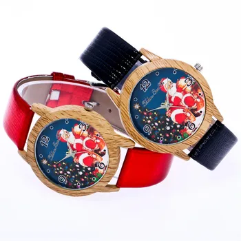 

Sweet Santa Claus Christmas Female Watches Leather Strap Reloges Feminino Couples Gifs Simple Quartz Watch Clock Hour