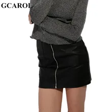 GCAROL font b Women b font Zipper Up Faux Leather font b Skirt b font Polyester