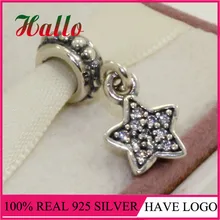 Натуральная 925 Серебряная Звезда циркония кулон бусины для женщин браслет подходящие амулеты Серебро 925 Оригинальное ювелирное изделие из драгоценных камней