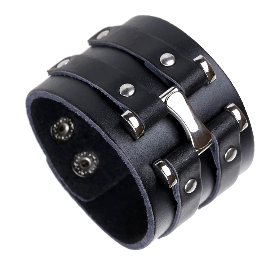 

Punk Rock Bangles Genuine Cow Leather Bracelet Fashion charm Braided wrap Bangle Creative Wristband Jewelry for women men FS029