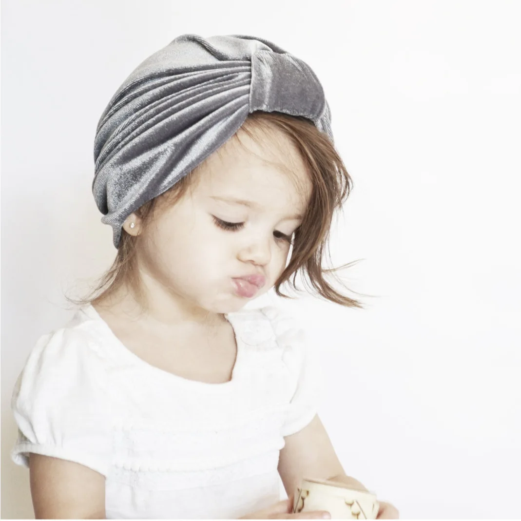 

Baby Bonnet Kids Winter Hats Bebes Accessories Velvet Headwears Turban Hat Children Cotton Blend Beanie Kids Baby Newborn Hats