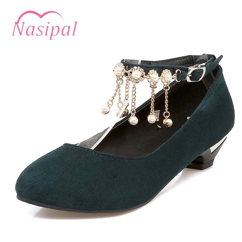 

Nasipal Ankle Strap Gladiator Women Shoes Thick Chunky Heels Round Toe Ladies Pumps Low Heel Sapatos Mujer Work Shoes Woman C852