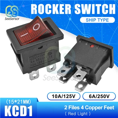 5Pcs/lot KCD1 Rocker Switch Power Switch ON-OFF 2 Position ON-OFF-ON 3 Position 2Pins 3Pins 4Pins 6Pins 6A 250VAC/ 10A 125VAC - Цвет: ON-OFF 4pin