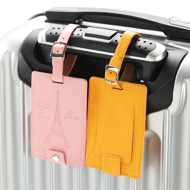 

Creative Eiffel Tower PU Leather Luggage Tag Travel Accessories Women Portable Label Suitcase ID Address Holder Baggage Boarding
