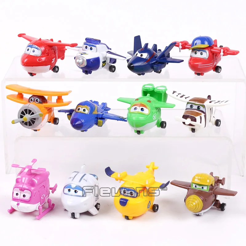 

Super Wings Mini Planes Toys Deformation Airplane Robots Donnie Dizzy Mira Jett Paul Grand Albert ABS Action Figures 12pcs/set