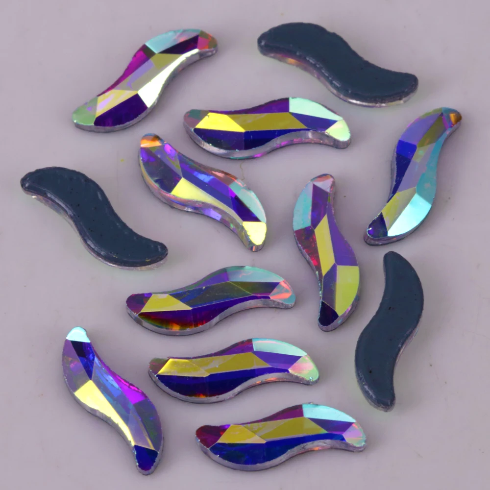 

Free Shipping! High Quality Crystal AB Wave Flat Back Hotfix Rhinestones / Iron On Flat Back Crystals