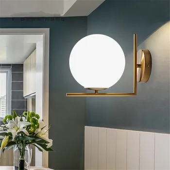 

Modern Glass Ball Wall Lamp Bedroom Bedside Wall Light Wall sconces Light Fixtures Lustre Indoor Lighting Nordic lamp