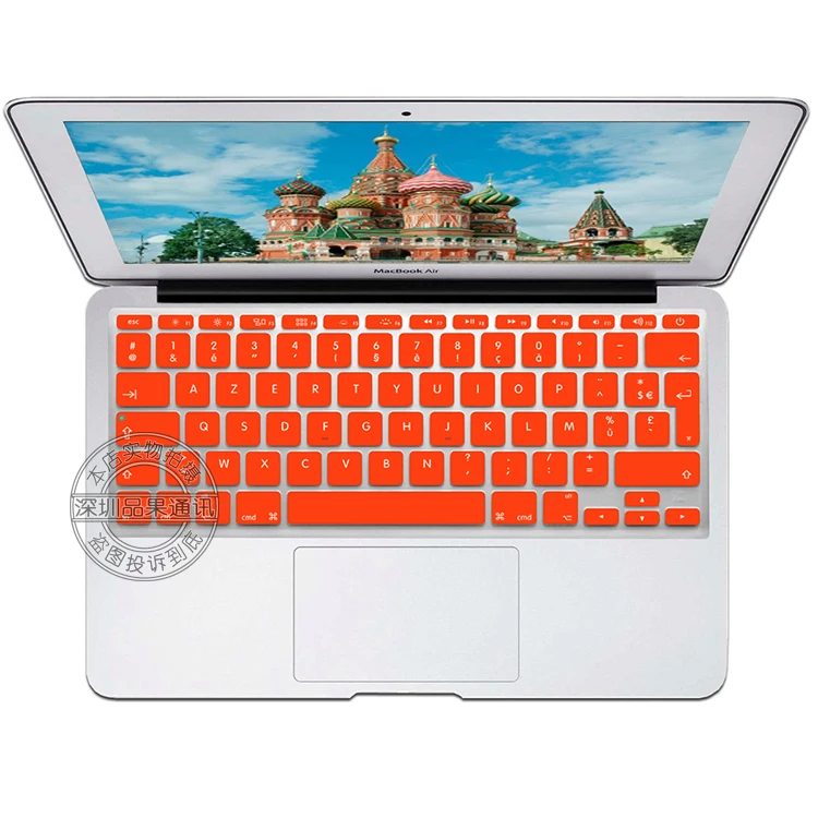 Coosbo-Франция/Французский AZERTY Красочные Силиконовый чехол кожи защита наклейка для 1" Mac MacBook Air/ 11 дюймов air11 - Цвет: orange