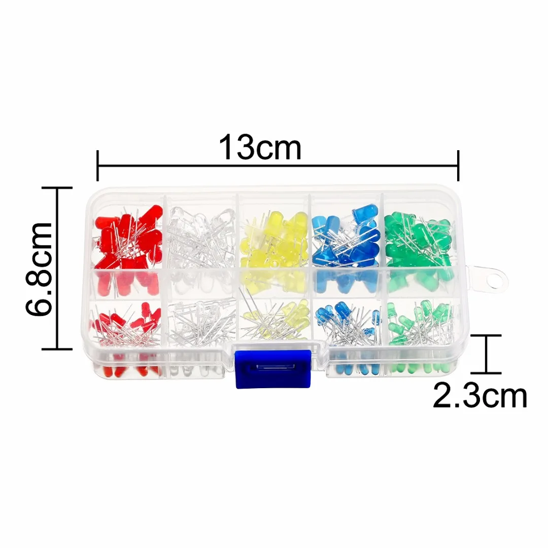 Mayitr 5 Colors 200pcs 3mm & 5mm LED Diode Light Assorted Kit White Yellow Red Green Blue Electronic Component DIY Set