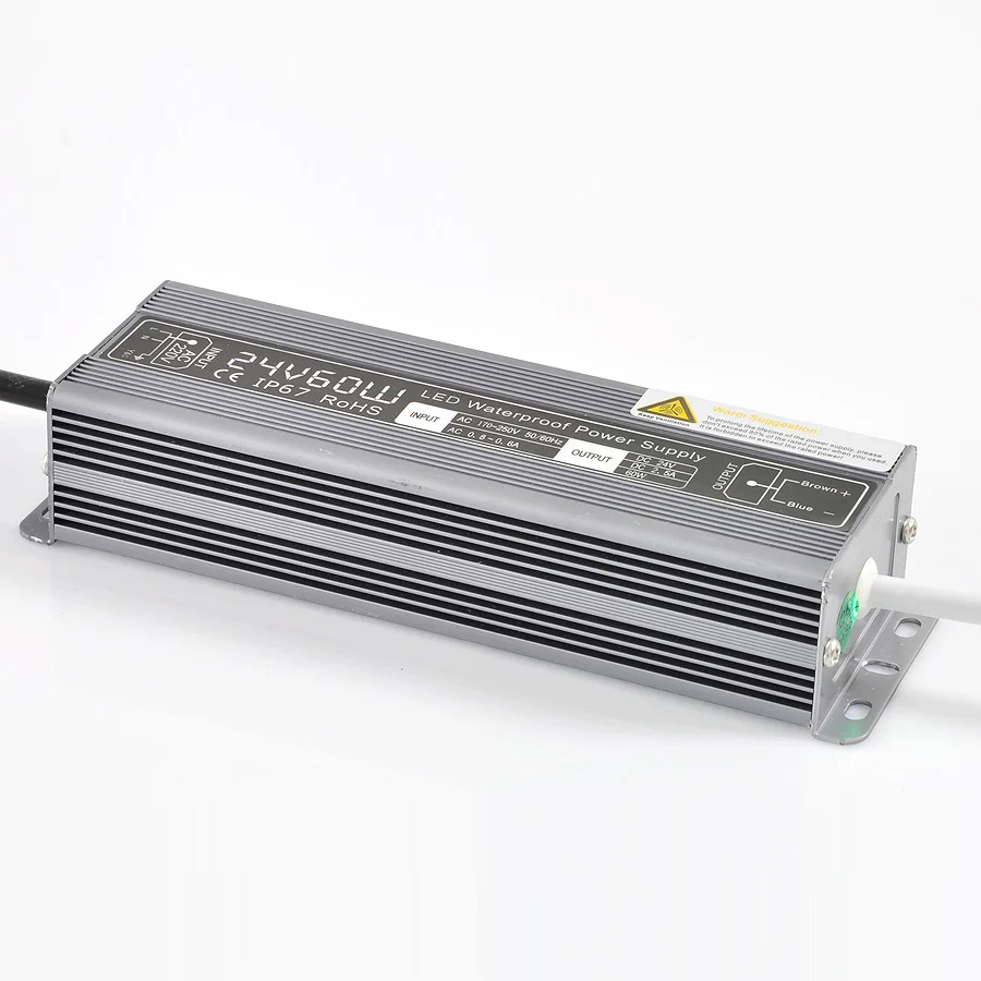 IP67 60W AC 100 V 250 к DC 12Vdc 5A 24V 2.5A светодиодные полосы освещения трансформатор 3 года