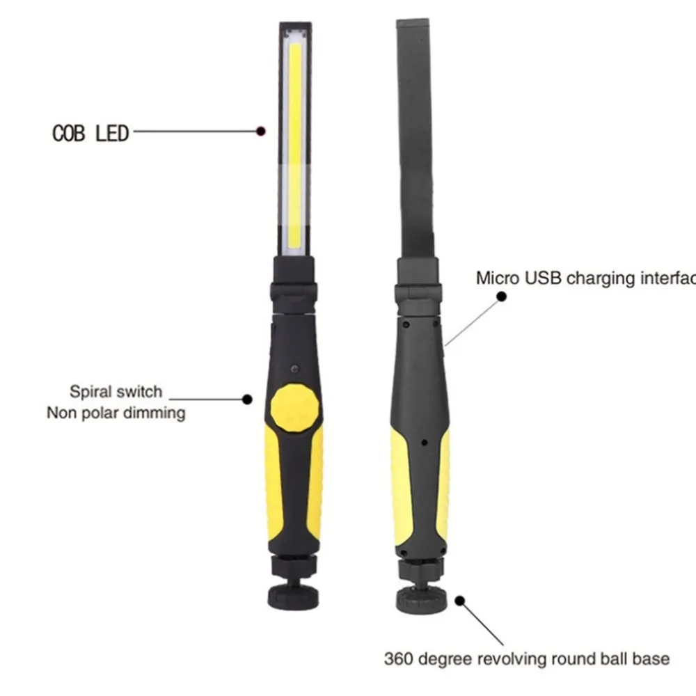 Бесступенчатая не Полярный затемнение Рабочая лампа usb зарядка инспекционный свет 360 градусов Регулировка спиральный переключатель светодиодный рабочий свет