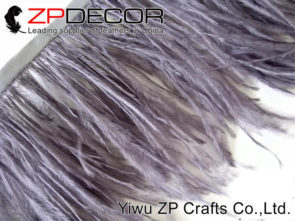 Zpdecor страусиные перья 10 ярдов/партия ручная работа Красивая Серая страусовая бахромчатая отделка перо для карнавального и танцевального платья