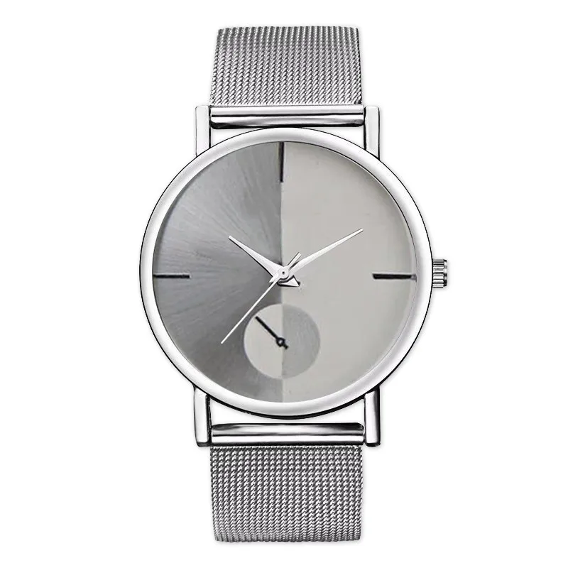 New Fashion Leisure Women Sports Watch Business Watch Men Metal Mesh Belt Double-color Casual Business Watches Wristwatch Male