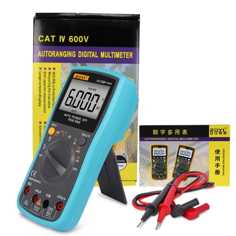 RM101 Digital Multimeter 6000 counts Backlight AC/DC Ammeter Voltmeter Ohm Portable Meter New