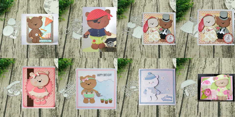 Brown bear and accessories Metal Cutting Dies New 2018 Die Cut Craft Card Making Christmas DIY