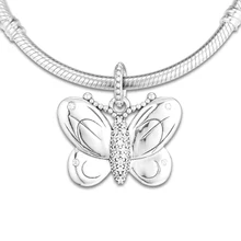 Подходит для Pandora шармы браслеты декоративные бабочки бисер с прозрачным CZ стерлингового серебра 925-ювелирные изделия