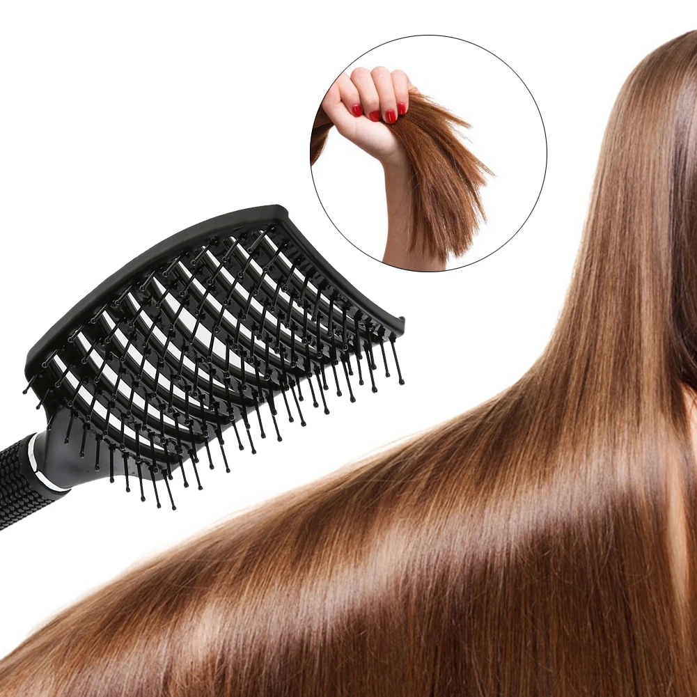 Murah 1 PC Tulang Rusuk Sisir Sikat Rambut Wanita Basah Sikat Rambut Profesional Styling Plastik Nilon Besar Membungkuk Sisir Hairdressing Styling Alat