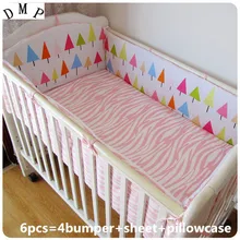 Промо-акция! 6 шт. комплекты для кроватки высококачественные хлопковые детские постельные принадлежности, милые животные(бамперы+ простыня+ наволочка